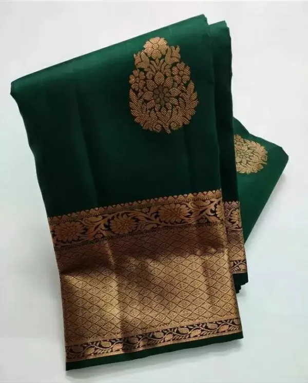 Dark_Green_Woven_Kanjivaram_Jacquard_Saree_with_Saree_Cover